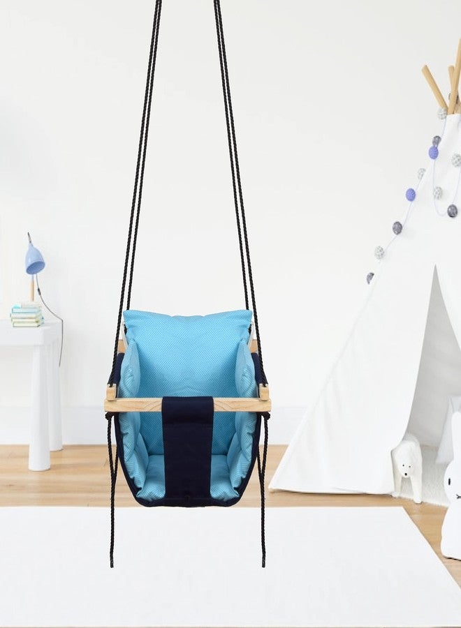 BOFFLE أرجوحة بوفل | أرجوحة أطفال معلقة داخلية وخارجية | أرجوحة للأطفال | أرجوحة حديقة للأطفال | أرجوحة للأطفال | (من 6 أشهر إلى 3 سنوات) (حتى 25 كجم) (أزرق 1) - Image 1